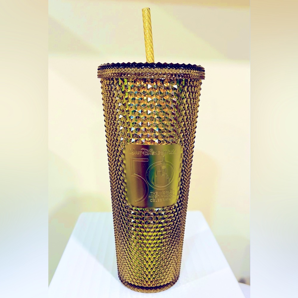 Walt Disney World 50th Anniversary Geometric Starbucks Tumbler with Straw – Gold